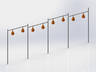 Structure ballon poing 8 ballons galvanisé ajustable avec virole HDPE