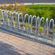 Support à vélos bilatéral «Écono» 50&nbsp;pouces (7&nbsp;places) Acier peint noir